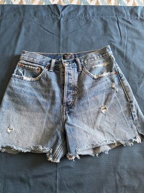 Abercrombie & Fitch Light Blue Distressed Denim Shorts